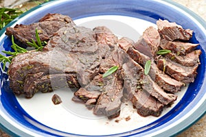 A plate of real elk meat, unique dish