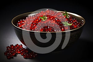 A plate of red caviar. Generative AI