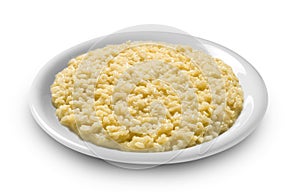 Plate of rice, risotto with saffron alla milanese