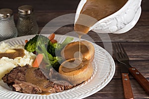 Plate of Roast beef and gravy