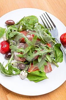 Plate of Rucola and Strawberry Salad