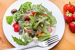 Plate of Rucola and Strawberry Salad