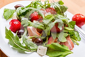 Plate of Rucola and Strawberry Salad