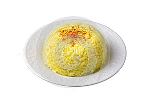 A plate of saffron rice pilaf (Turkish name safranli pilav