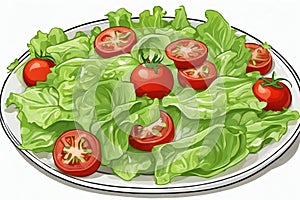plate of salad with lettuce and tomatoes