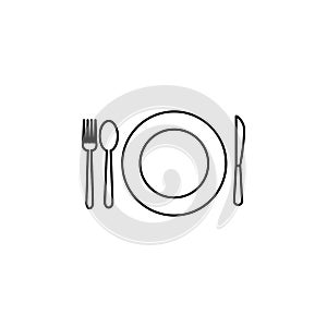 a plate and a serving icon. Element of otel and motels for mobile concept and web apps. Thin line icon for website design and deve