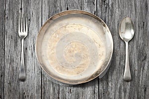 Plate Setting Wood Background