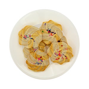 Plate of shortbread cookies on a white background