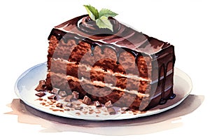 Plate slice dessert food tasty brown background cake sweet chocolate cream piece