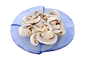 Plate With Sliced Mushrooms