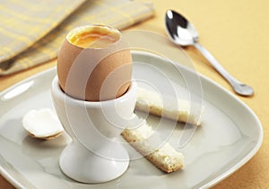 Plate with Soft Boiled Egg in Egg Cup