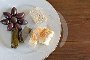 Plate with some food for fasting photo