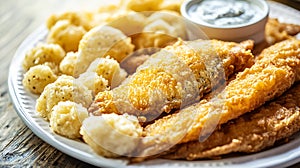 Southern fried catfish with hushpuppies and tartar sauce photo
