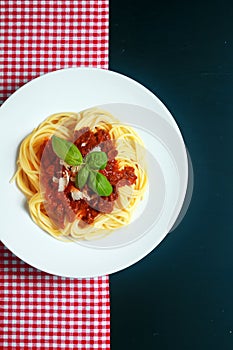 Plate of spaghetti Bolognaise