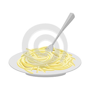 A plate of spaghetti with fork