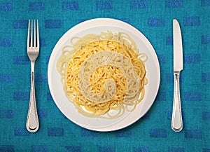 Plate of spaghetti in sauce
