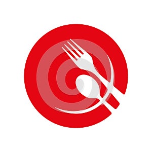 Plate with Spoon and Fork Vector Icon.