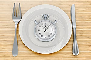Plate with stopwatch, 3D rendering