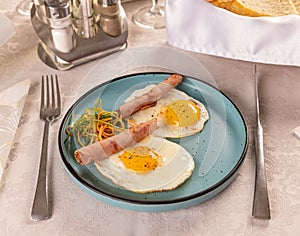 Sunny side up fried eggs photo