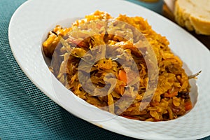 Plate of tasty stewed cabbage