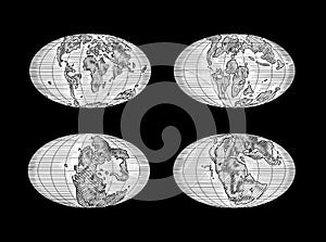 Plate tectonics on the planet Earth. Pangaea. Continental drift. Supercontinent at 250 Ma. Era of the dinosaurs