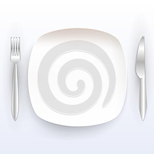 Plate with tools on a white background