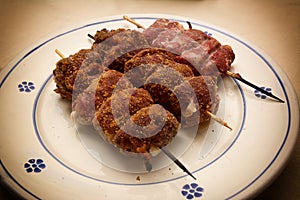 Plate with typical Apulian skewers, named Bombette