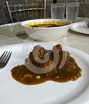 Plate of Veg Manchurian Balls