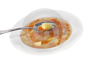 Plate of vegetable soup