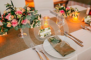 Plate at the wedding table rustic