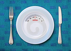 Plate with weighing scale