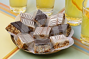 Plate with white and brown Moroccan marbled chocolate cookies