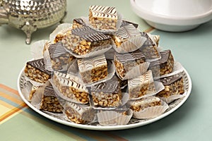 Plate with white and brown Moroccan marbled chocolate cookies