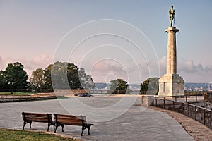 Plateau on Belgrade fortress with Victor monument in Belgrade Serbia