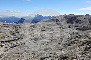 Plateau that looks like a lunar landscape with the paved rock on