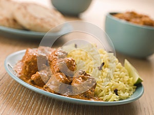 Plated Chicken Korma with Pilau Rice