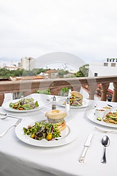 Plated dishes at the restaurant at Hacienda San Angel