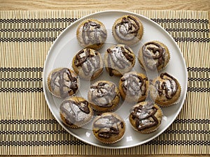 Plateful of muffins on a table