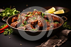 Plateful of spice Sukha mutton or chicken served with zest