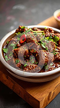 Plateful of spice Sukha mutton or chicken served with zest