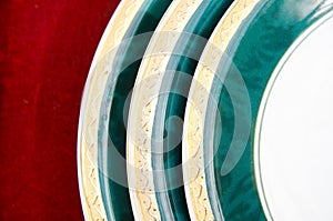 Plates isolated on red