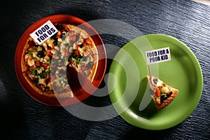 Plates with pizza