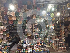 Plates in the souks of Marakesh, maroc