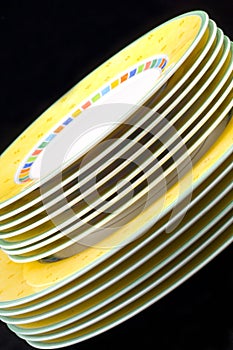 Plates stacked