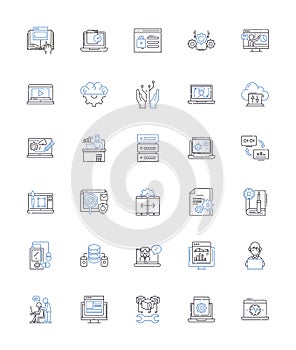 Platform line icons collection. Integration, Accessibility, Compatibility, Interoperability, Scalability, Flexibility photo