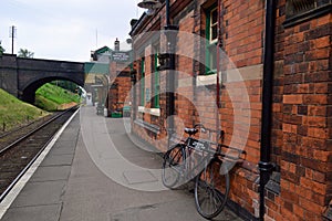 Platform and Old fashioned bicycle at Rothley Station