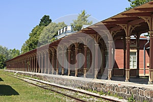 Platform of old vintage railway station in Haapsalu, Estonia
