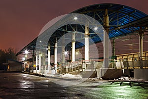 Platform on the railway station at night