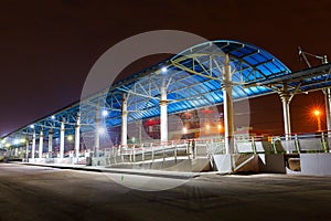 Platform on the railway station at night