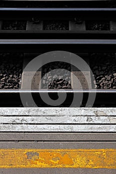 Platform and railway track at London Train station